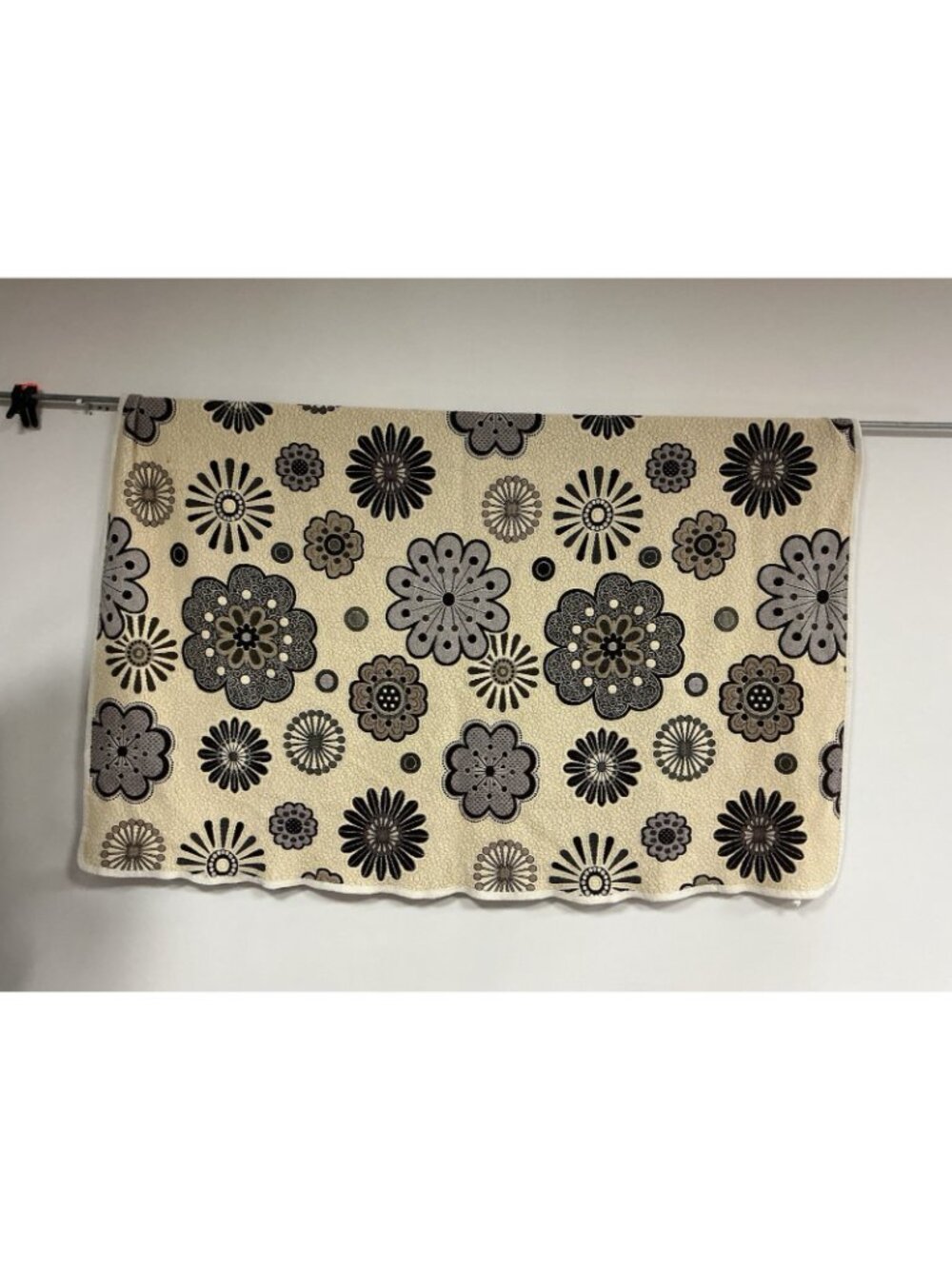 Vintage Quilted Coverlet Retro Floral Brown Ivory MCM Reversible - Picture 6 of 8